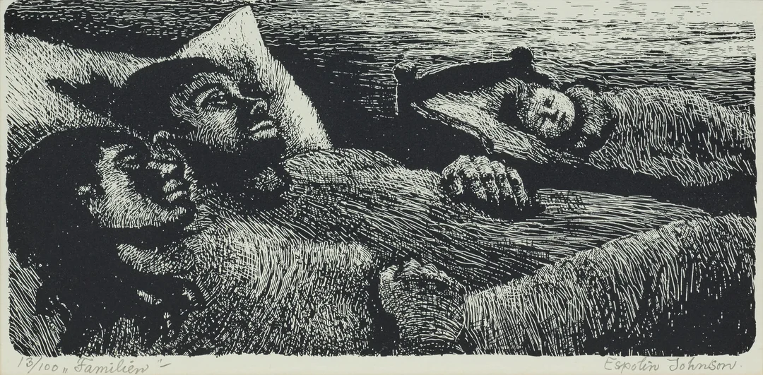 Johnson, Kaare Espolin — "Familien" 1972 — Kunst/Grafikk — Blomqvist