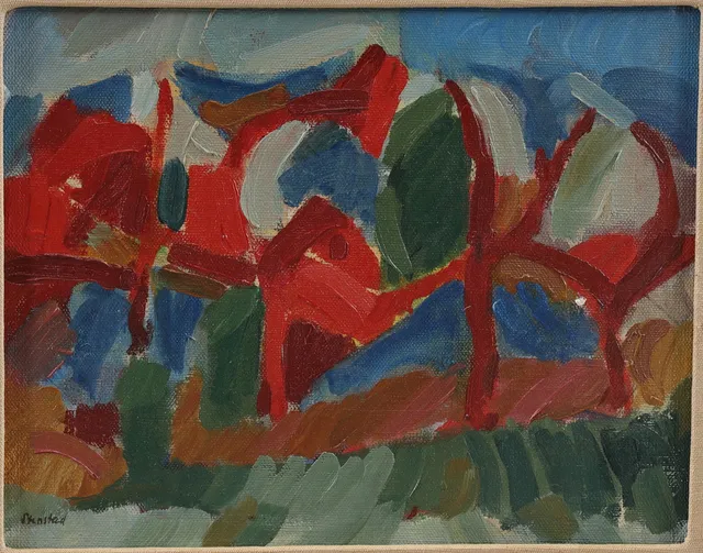 LARS STENSTAD. Olja på duk, "Höstträd", signerad, daterad 1953.