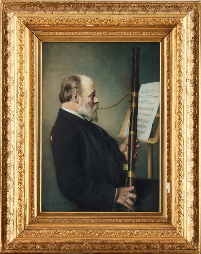 AXEL BORG (1847-1916). Fagottspelare, pastell, signerad och daterad 1886.