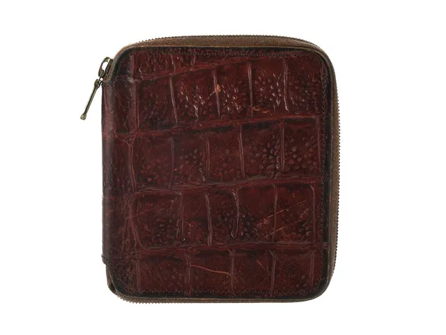 PLÅNBOK, MULBERRY, vintage, brunt präglat läder, Nile, guldfärgade beslag,10x12x2 cm, mynt, sedlar, kontokort, bruksslitage.