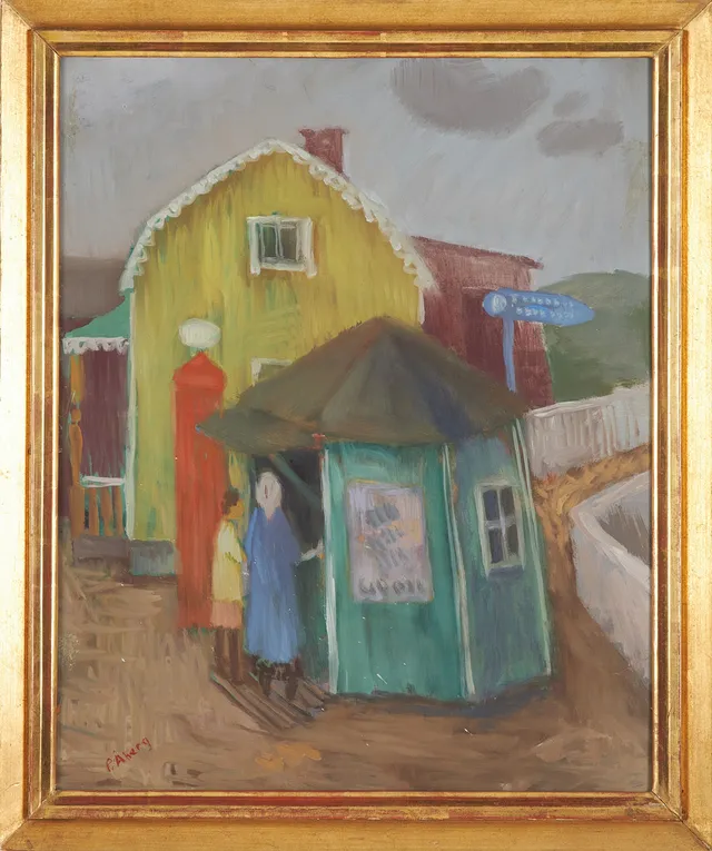 PELLE ÅBERG. Gatumotiv, olja på pannå, signerad.