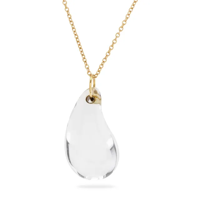 TIFFANY & CO. TEARDROP halskæde af 18 kt guld med dråbeformet vedhæng af bjergkrystal.