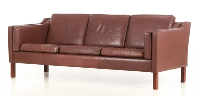 Three-person sofa, brown leather