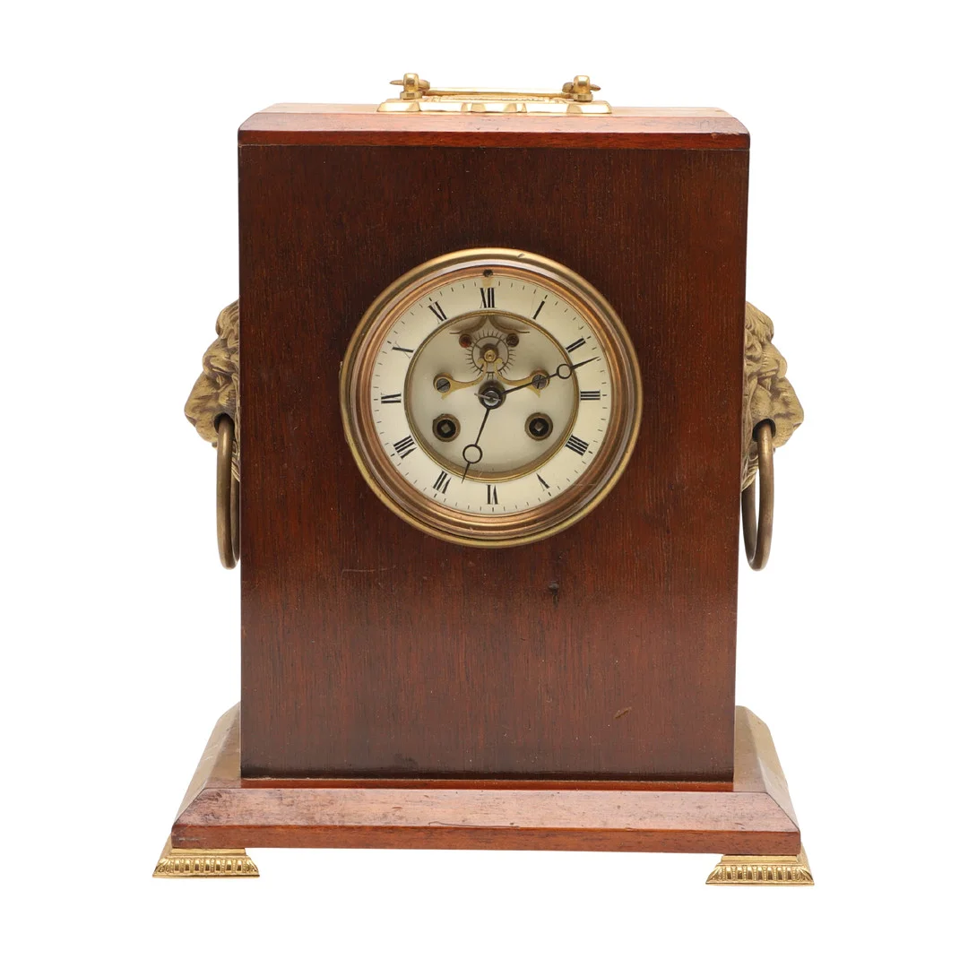 A 19TH CENTURY AND LATER PART MAHOGANY EIGHT DAY MANTEL CLOCK. — Mantel clocks — Lawrences Auctioneers