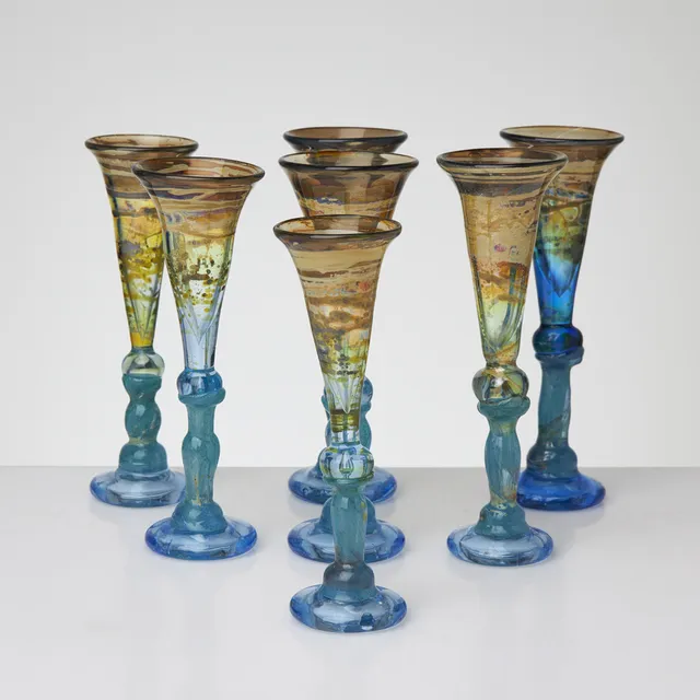 ÅSA BRANDT. snapsglas, 7 st 1900-talets andra hälft, undertill signerad "åsa".