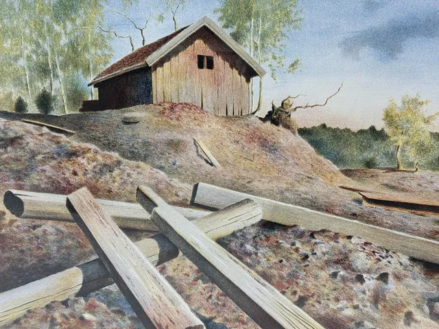 LARS ÖSTLING. FÄLTLITOGRAFI, numrerad, 201/360 och signerad.