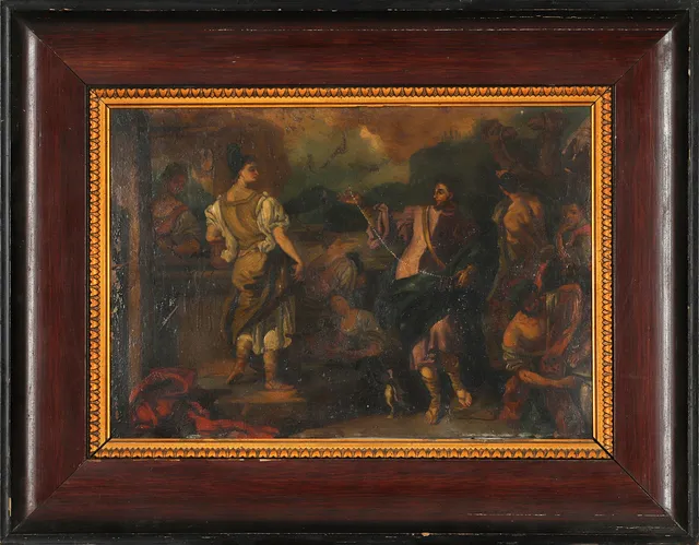 FRANCESCO SOLIMENA, hans efterföljare, ”Rebecca vid brunnen” 1600-talets senare del, olja på kopparplåt.