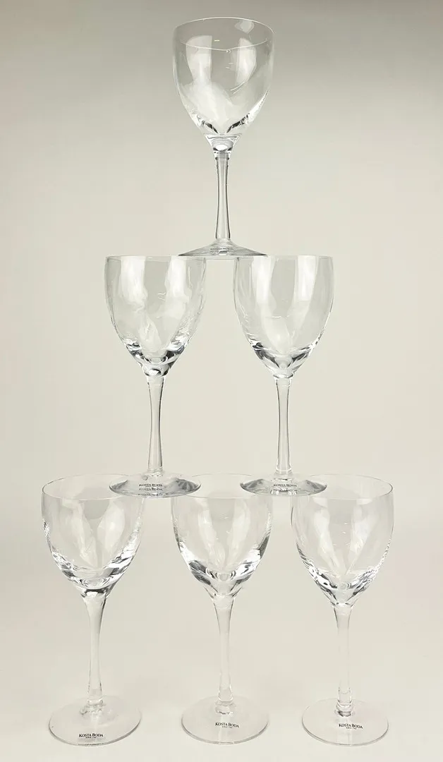 BERTIL VALLIEN. Vinglas, 6 st, "Chateau", Kosta Boda.