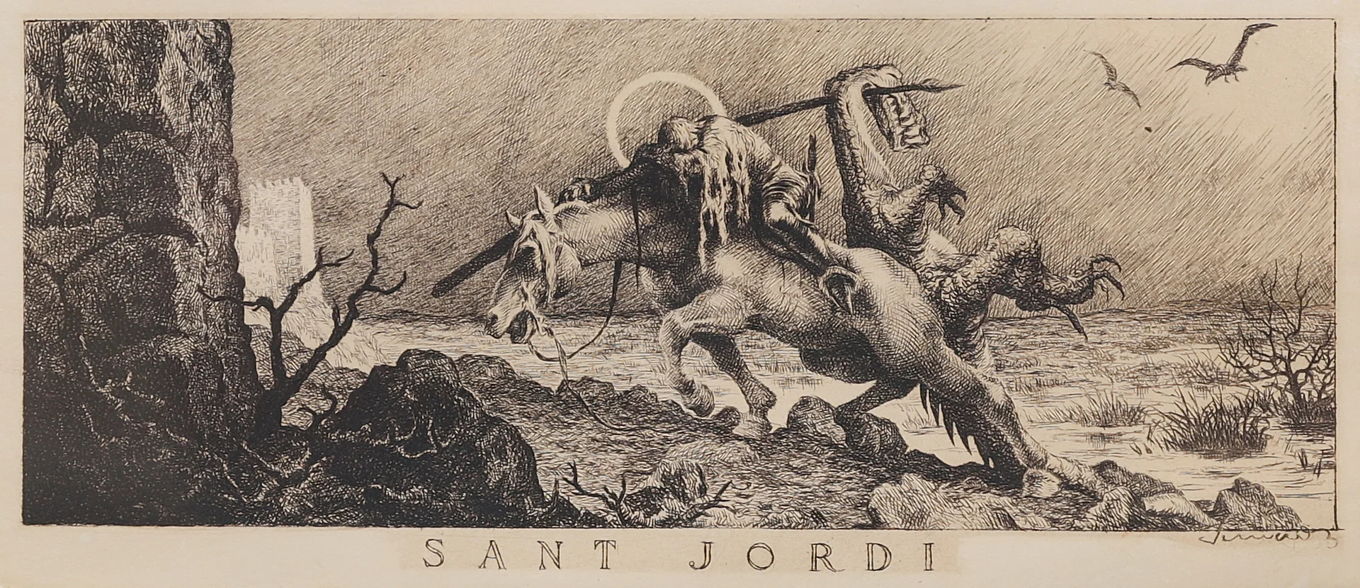 JOAN JUNCEDA. "Sant Jordi". — Engravings & Prints — Balclis