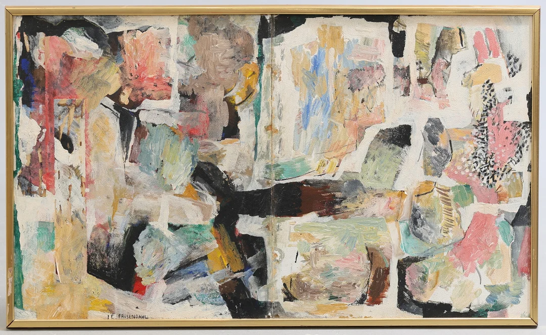 JAN ERIK FRISENDAHL. blandteknik på pannå, signerad. — Paintings — Gomér & Andersson Nyköping