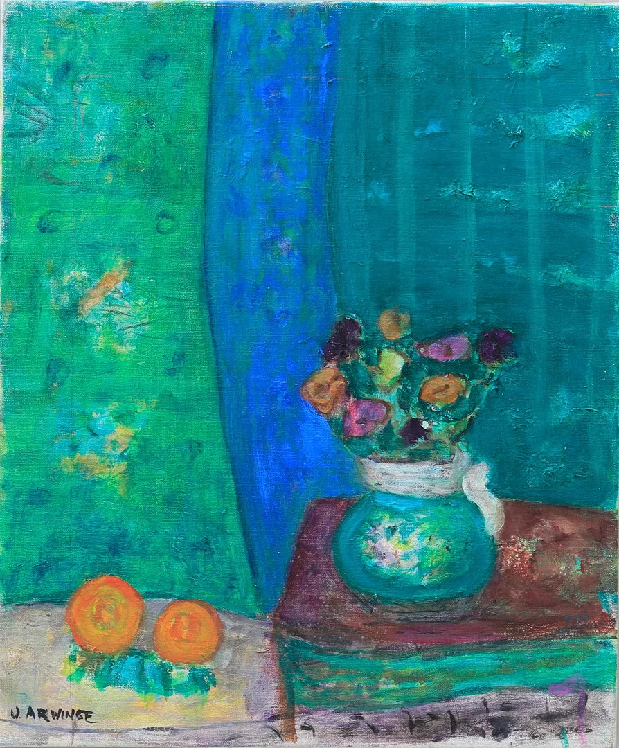 ULLA ARWINGE. "Bukett i kruka", olja på duk, signerad. — Paintings — Gomér & Andersson Nyköping