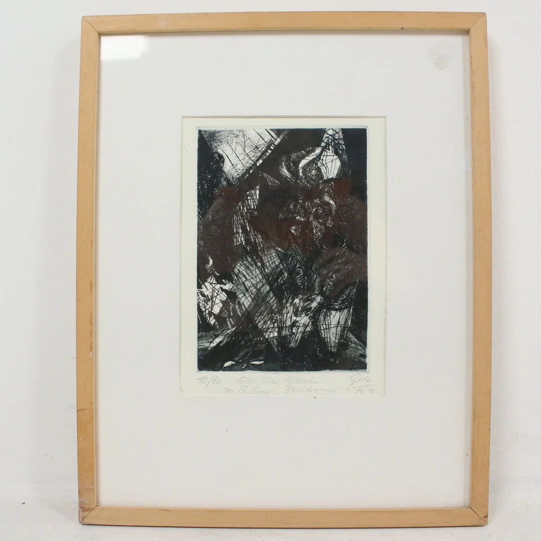 HUBERTUS GIEBE (bk).Lithographie, 'Glas, Glas Gläschen...zu G. Grass,Blechtrommel'', 88/97. — Engravings & Prints — Stockholms Auktionsverk Düsseldorf/Neuss