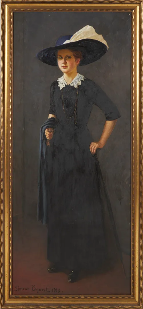 SIMEON ÖQUIST (1868-1955). Porträtt av flicka, olja på duk, signerad, daterad 1913.