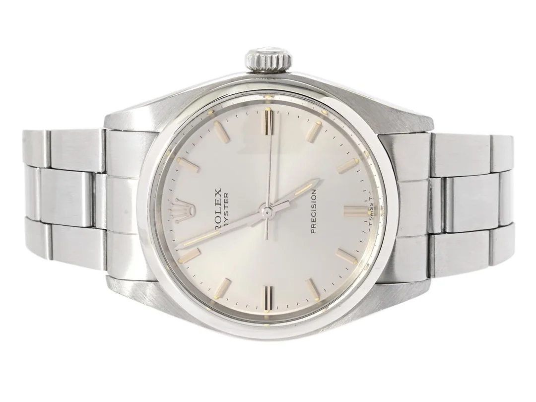 ROLEX, Oyster, Precision (-T Swiss T-), Ref nr. 6426, Serie nr. 3024831, Cal 1225, Boett nr. 6426 (II.72), herrur, 34,5 mm, stål, manuell, plexiglas, Oysterlänk (Folded), viklås, Ref nr. 7835.19-2.72/357, tillverkad andra kvartalet 1972, box (ej komplett). — Klockor/Rolex — Kaplans