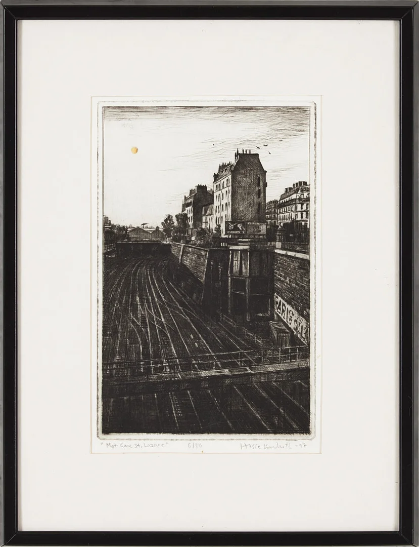 HASSE LINDROTH (1938-2022) "Mot gare St. Lazare" etsning, kolorerad, signerad Hasse Lindroth -97, 6/50. — Engravings & Prints — Stockholms Auktionsverk Magasin 5