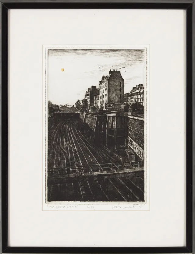 HASSE LINDROTH (1938-2022) "Mot gare St. Lazare" etsning, kolorerad, signerad Hasse Lindroth -97, 6/50.
