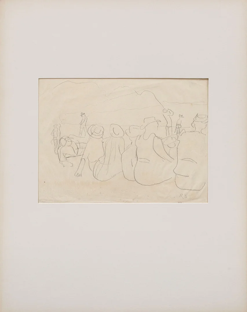 RAGNAR SANDBERG. På stranden. Blyerts, signerad. — Drawings — Göteborgs Auktionsverk