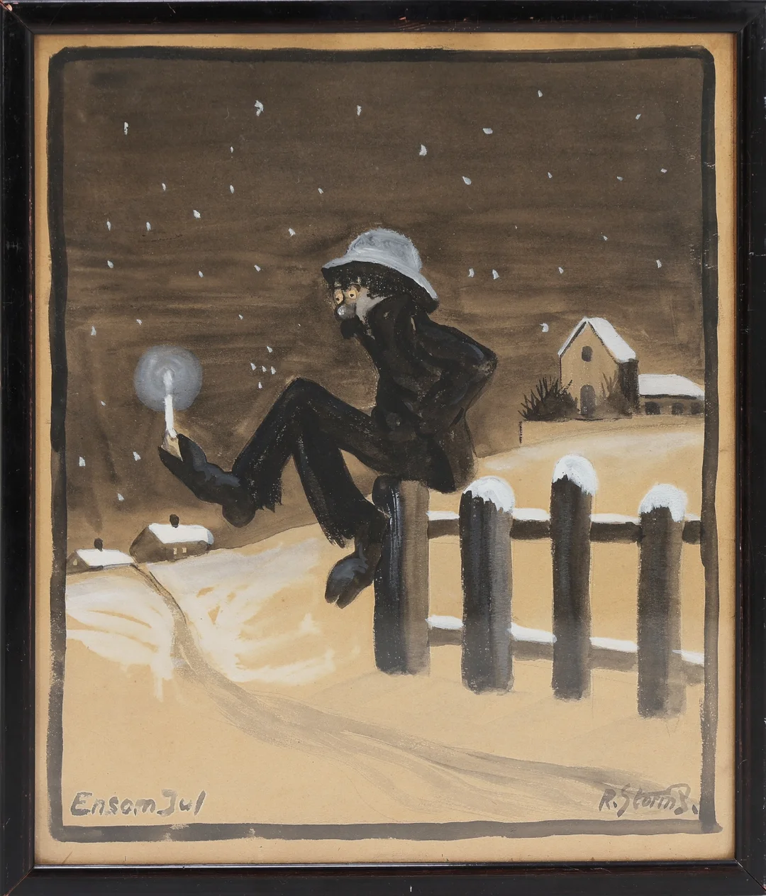 Robert Storm Petersen: 'Lonely Christmas', watercolor — Paintings and sculptures/Older pictorial arts — Lauritz