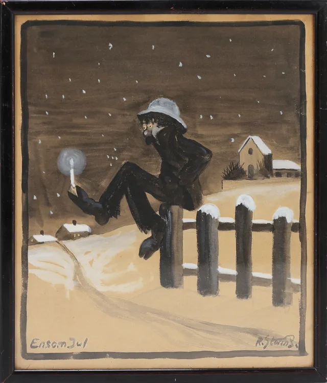 Robert Storm Petersen: 'Lonely Christmas', watercolor