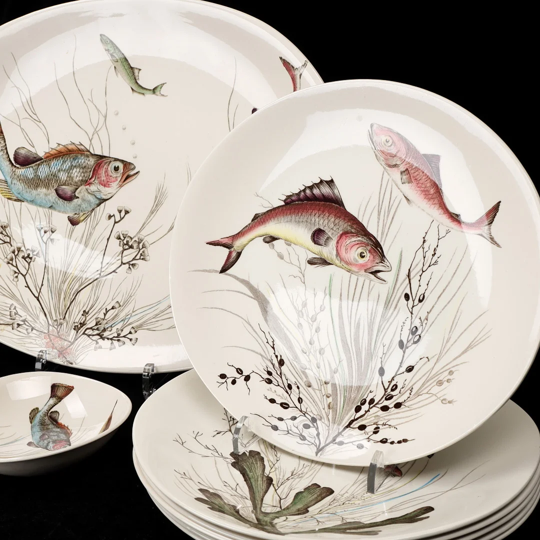 SERVISDELAR, 8 st, "Fish", Johnson Bros, England, 1900-talets andra hälft. — Tableware — Växjö Auktionskammare