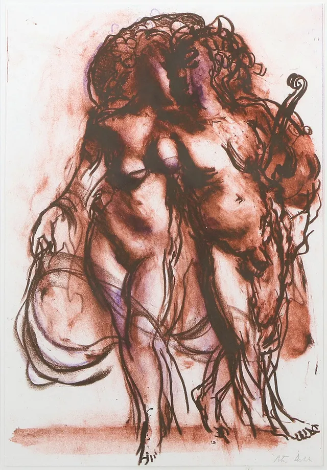 PETER DAHL. Litografi. Motiv ur Fredmans Epistlar. Signerad.