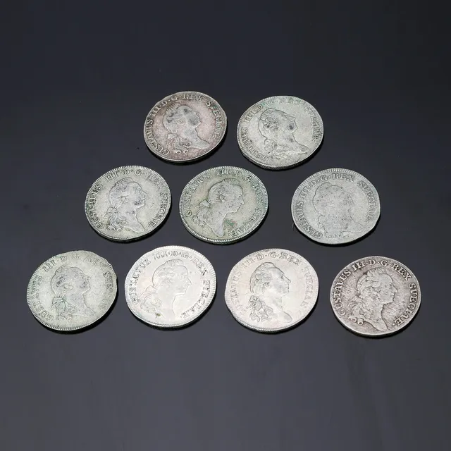 1/6 RIKSDALER, NIO ST. Silver. Gustav III.