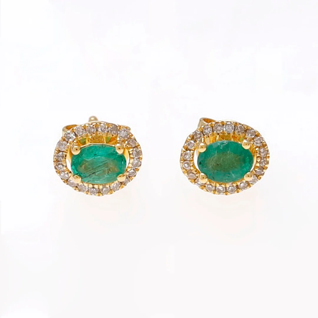 Emerald and diamonds rosette earrings. — Earrings — Balclis