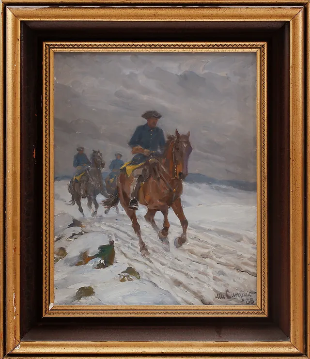 ALEXANDER LANGLET. karoliner, olja på duk, sign.