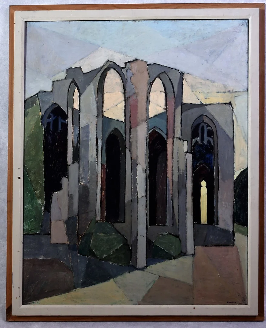 SAM WALLIN. 1915-1992 " st Nicolai Visby " olja på duk signerad. — Paintings — Auktionsverket Engelholm