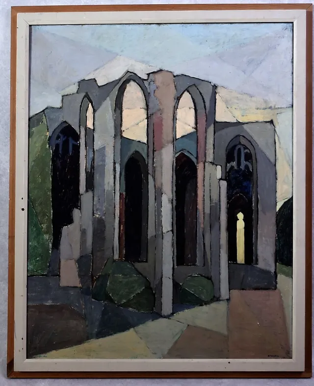 SAM WALLIN. 1915-1992 " st Nicolai Visby " olja på duk signerad.