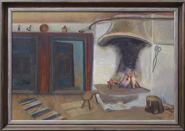 ANNA SAHLSTRÖM. olja på pannå, signerad.