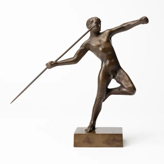 CARL EINAR BORGSTRÖM (1914-1981). SPJUTKASTARE, brons, monogramsignerad, Ystad Brons, 1900-talets mitt.