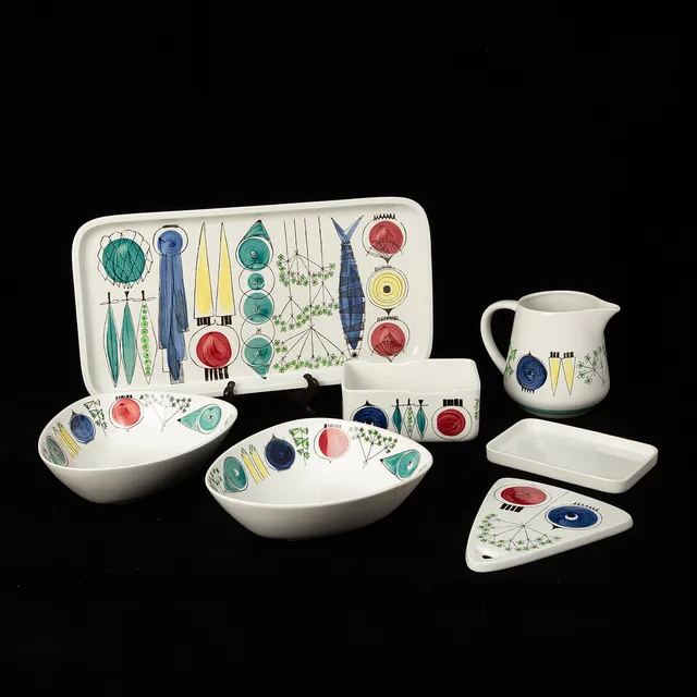 MARIANNE WESTMAN. Servisdelar, sex stycken, "Picknick", porslin, Rörstrand, 1956-69.