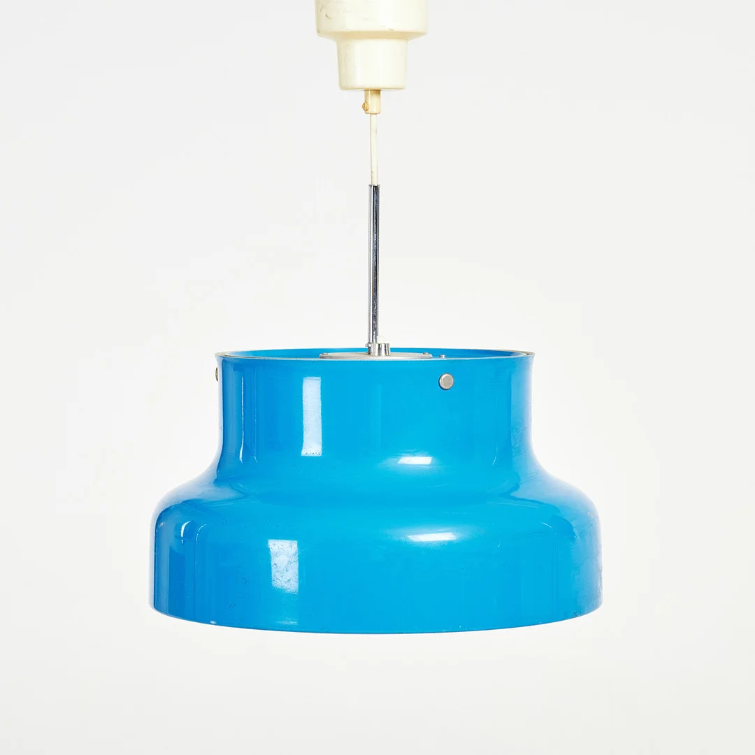 ANDERS PEHRSON. Taklampa, "Bumling", för Atelje Lyktan, Åhus, ca 1960-tal, lackerad i blått, etikettmärkt. — Ceiling lights — Stockholms Auktionsverk Sickla