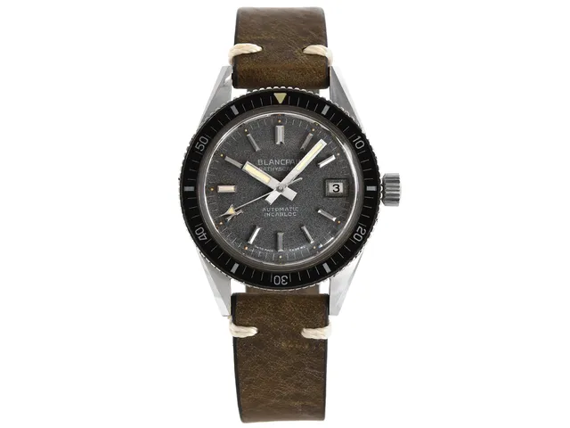 BLANCPAIN, Bathyscaphe (Swiss Made T< 25 MC), Cal R337 (Rayville), Serie nr. 206968, herrur, 37 mm, stål, automatisk, plexiglas, datum, läderband, ca 1976.