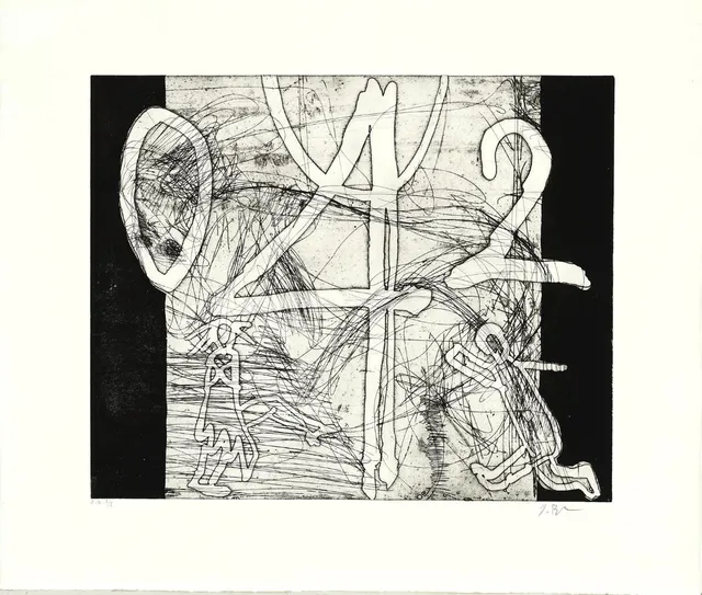 Two compositions. Signed J. Birkemose, e.a. I/I. Engraving. Sheet size 64×77 cm. Unframed.