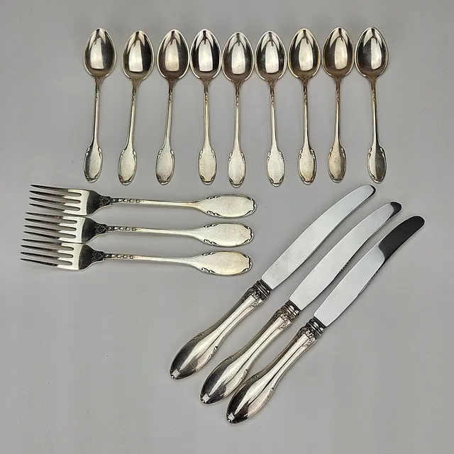 WA BOLIN. Bestick, 15 delar, silver, modell F, total vikt ca. 499 gram.