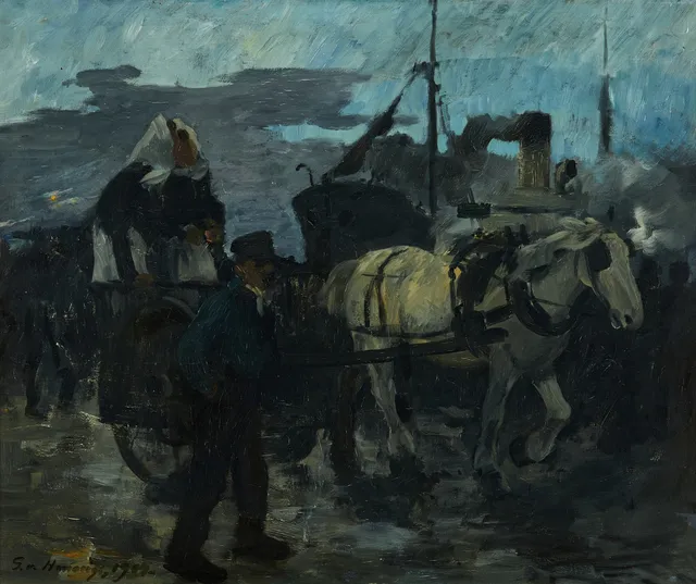GÖSTA VON HENNIGS (1866-1941), Folkliv på kaj, signerad och daterad ’G. v. Hennigs 1904’, olja, på duk.