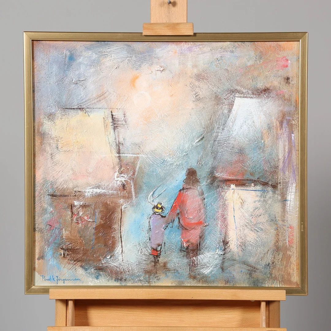 POUL K JÖRGENSEN. OLJA PÅ PANNÅ, signerad. — Paintings — Borås Auktionshall