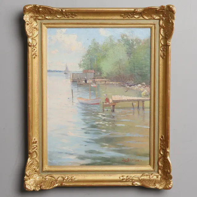 AXEL LINDMAN. "Motiv från Hasseludden", olja på duk, signerad.