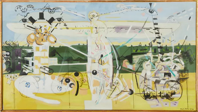 VERNER MOLIN (1907-1980). Figurkomposition, signerad och daterad Verner Molin 55-56, olja på duk.