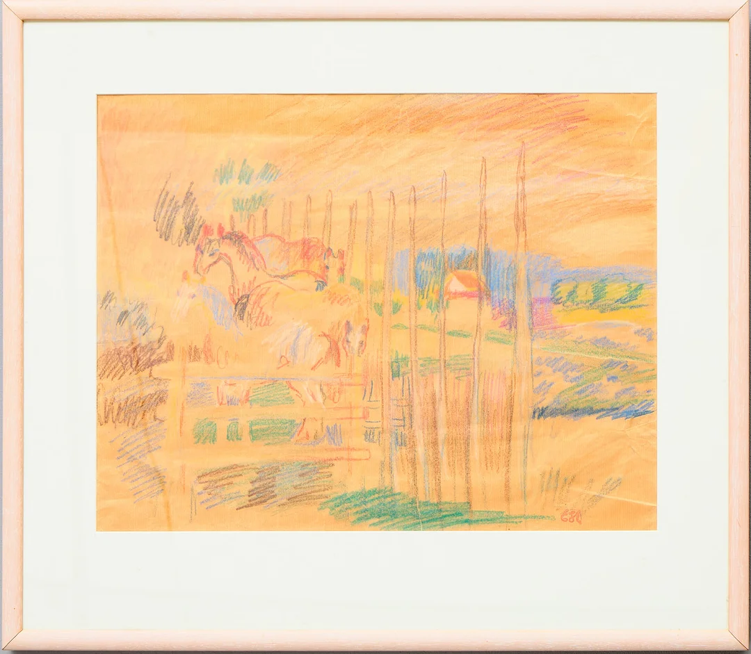 ESTER HENNING. Hästflocken. — Drawings — Uppsala Auktionskammare