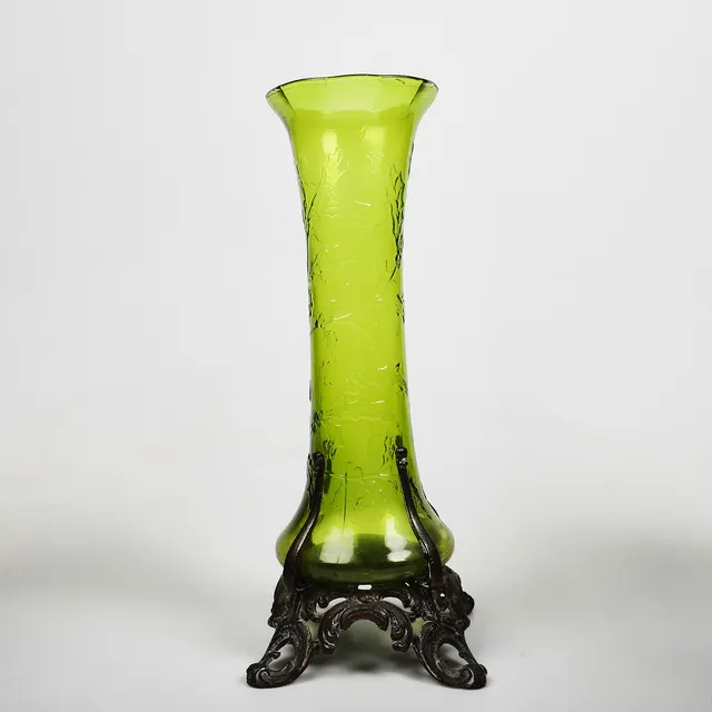 VAS, grönt glas/metall, jugend.