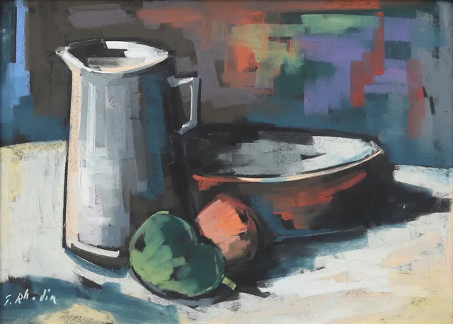 TEDDE RHODIN. Stilleben, pastell, signerad.