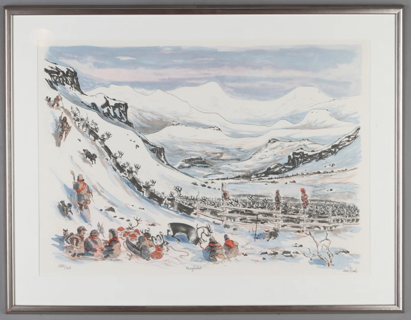 LARS PIRAK. Rengärdet, färglitografi, signerad och numrerad 288/325. — Engravings & Prints — Auktionshuset Kolonn