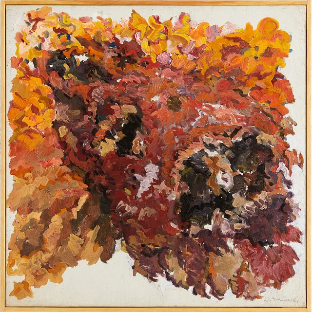 WALTER HUBER (1933-2016). abstrakt komposition, olja på duk, signerad samt signerad a tergo.