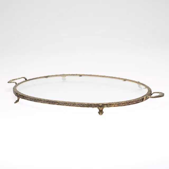 BRICKA, mässing/glas, rokokostil, 1900-tal.