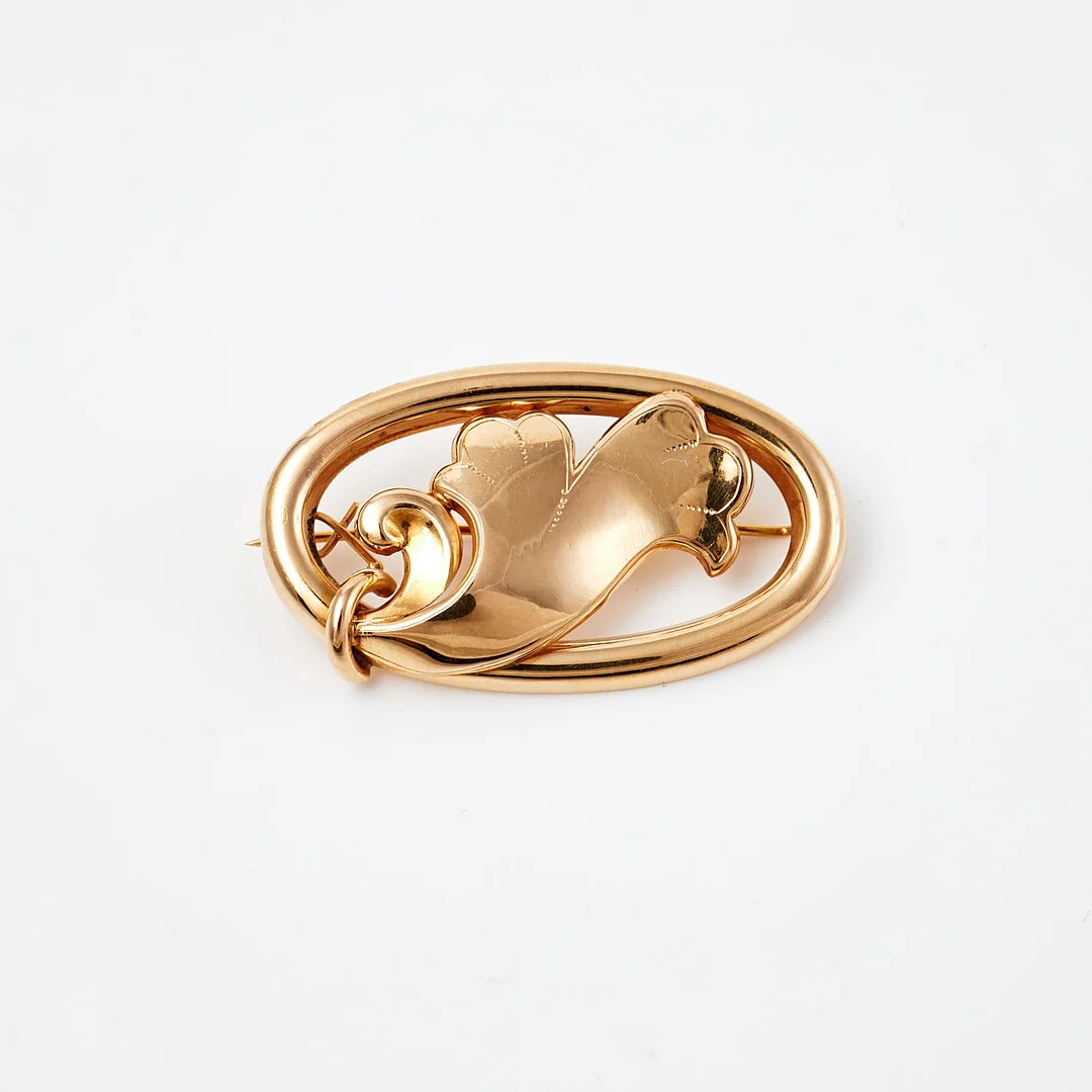 BROSCH. 18 k guld, Bernhard Hertz Aktiebolaget Bernhard, Stockholm, 1947. — Brooches & Pendants — Stockholms Auktionsverk Sickla