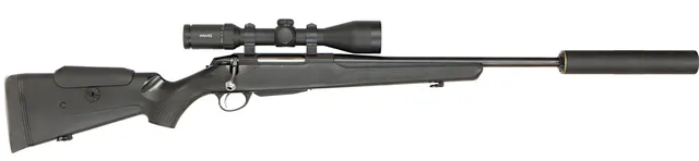 KULGEVÄR MED LJUDDÄMPARE, Repeter, fabrikat Tikka, modell T3x Lite, kaliber .308W, tillv.nr Y73885, se-nr SE3241624.