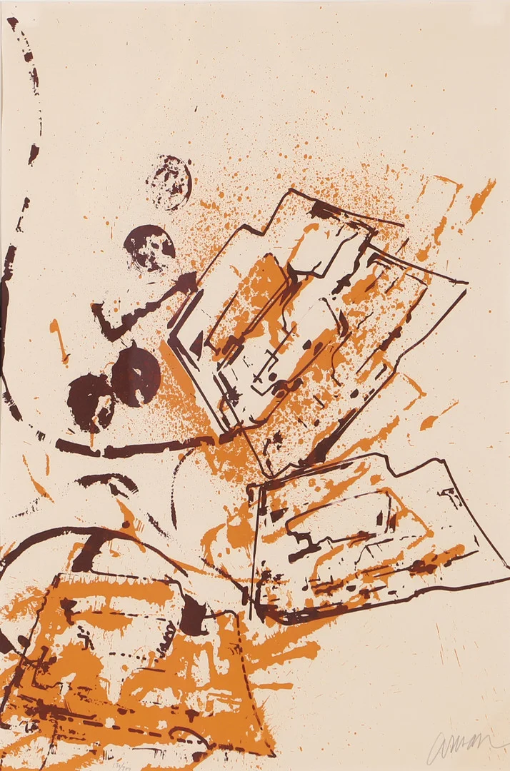 FERNANDEZ ARMAN. Komposition, färglitografi, signerad. — Engravings & Prints — Helsingborgs Auktionskammare